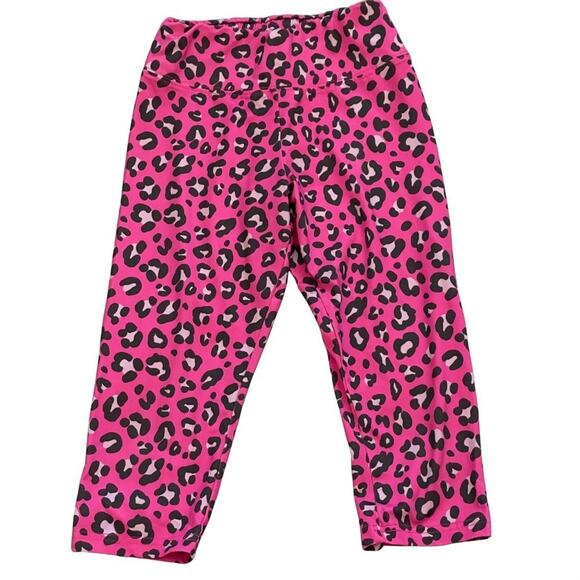 Justice Girls Pink Cheetah Capri Stretch Pants Size 10 Leggings - Picture 1 of 3